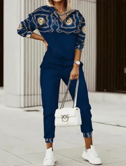 Hot Women's Active Streetwear Boho Tracksuit Pants Sets Sweatshirt Long Sleeve Hooded Graphic Print Sports Outdoor Casual Fall & Winter Regular Fit Women Boho Tops