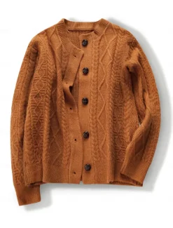 Clearance Women's Aran Cardigan Crew Neck Cable Knit Knitted Fall Winter Work Elegant Daily Long Sleeve Solid Color Women Cardigans & Outerwears