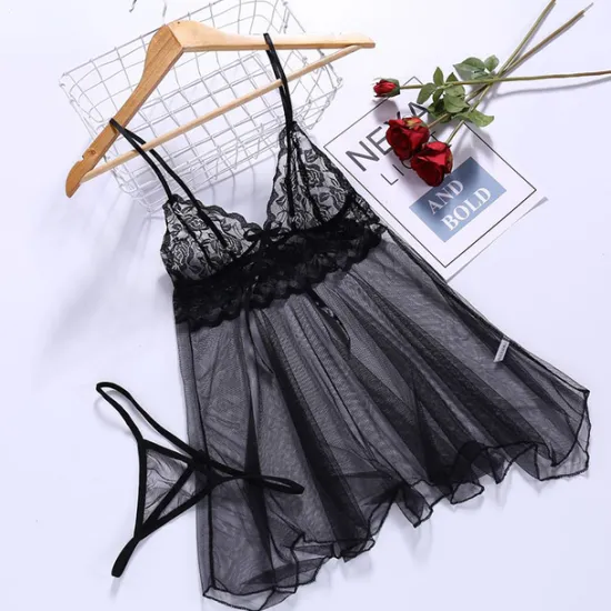 Women's Babydoll & Slips Sexy Lingerie Chemises & Negligees Floral Jacquard POLY Mesh Lace Belt Included Spring & Summer Fall & Winter Black Purple / Spandex / Bow Home Outfits Women Lingerie