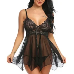 Women's Babydoll & Slips Sexy Lingerie Chemises & Negligees Floral Jacquard POLY Mesh Lace Belt Included Spring & Summer Fall & Winter Black Purple / Spandex / Bow Home Outfits Women Lingerie