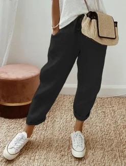 Best Women's Baggy Pants Solid Comfort Full Length Drawstring Side Pockets Baggy Comfort Inelastic Casual Daily Black White Blue Green Summer Spring Fall Regular Fit Women Pants|Pants