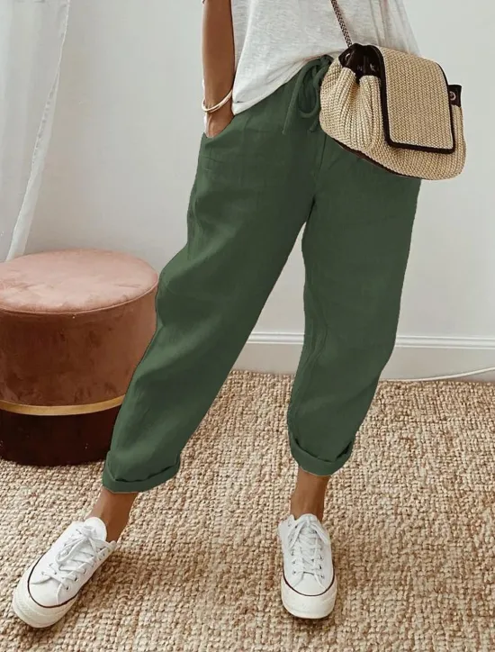 Best Women's Baggy Pants Solid Comfort Full Length Drawstring Side Pockets Baggy Comfort Inelastic Casual Daily Black White Blue Green Summer Spring Fall Regular Fit Women Pants|Pants
