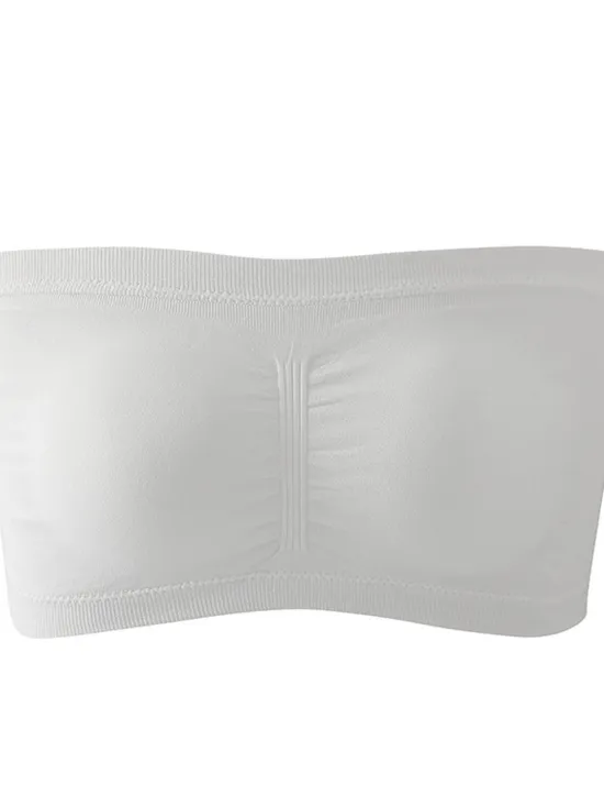 Sale Women's Bandeau Bra Strapless Tube Top Plain Beige Stretch Comfortable Soft Breathable Underwear Spring Summer Casual Daily Invisible Lightweight Seamless Women Lingerie