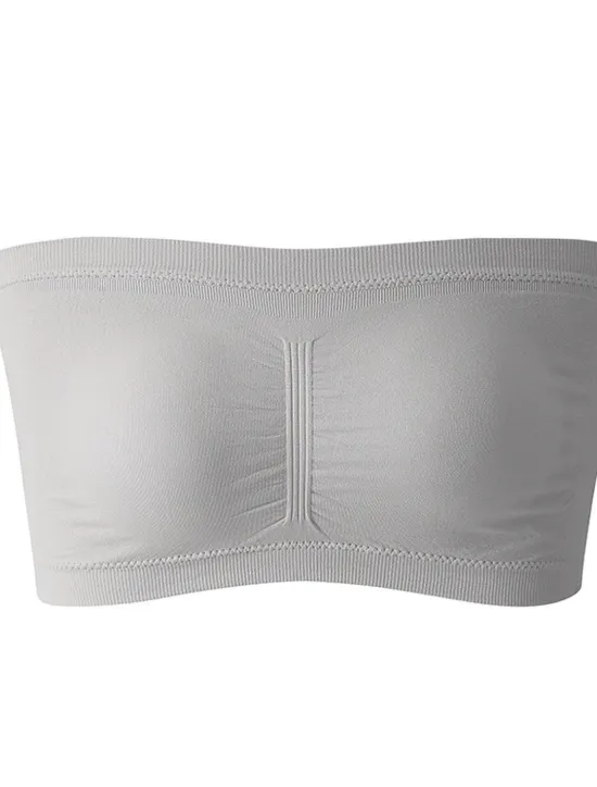 Sale Women's Bandeau Bra Strapless Tube Top Plain Beige Stretch Comfortable Soft Breathable Underwear Spring Summer Casual Daily Invisible Lightweight Seamless Women Lingerie