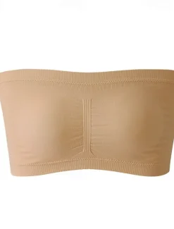 Sale Women's Bandeau Bra Strapless Tube Top Plain Beige Stretch Comfortable Soft Breathable Underwear Spring Summer Casual Daily Invisible Lightweight Seamless Women Lingerie