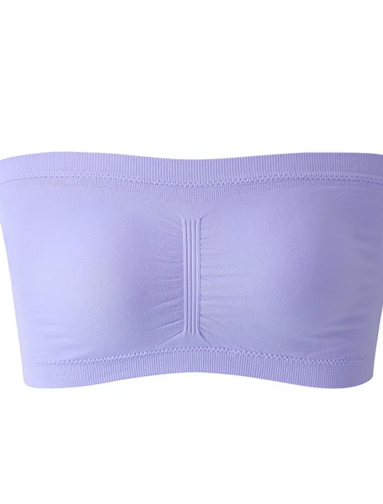 Sale Women's Bandeau Bra Strapless Tube Top Plain Beige Stretch Comfortable Soft Breathable Underwear Spring Summer Casual Daily Invisible Lightweight Seamless Women Lingerie