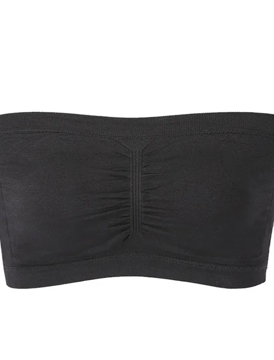 Sale Women's Bandeau Bra Strapless Tube Top Plain Beige Stretch Comfortable Soft Breathable Underwear Spring Summer Casual Daily Invisible Lightweight Seamless Women Lingerie