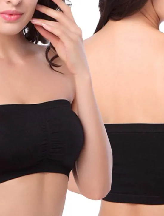 Sale Women's Bandeau Bra Strapless Tube Top Plain Beige Stretch Comfortable Soft Breathable Underwear Spring Summer Casual Daily Invisible Lightweight Seamless Women Lingerie