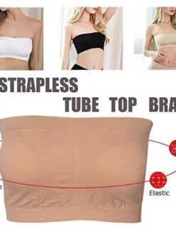 Sale Women's Bandeau Bra Strapless Tube Top Plain Beige Stretch Comfortable Soft Breathable Underwear Spring Summer Casual Daily Invisible Lightweight Seamless Women Lingerie