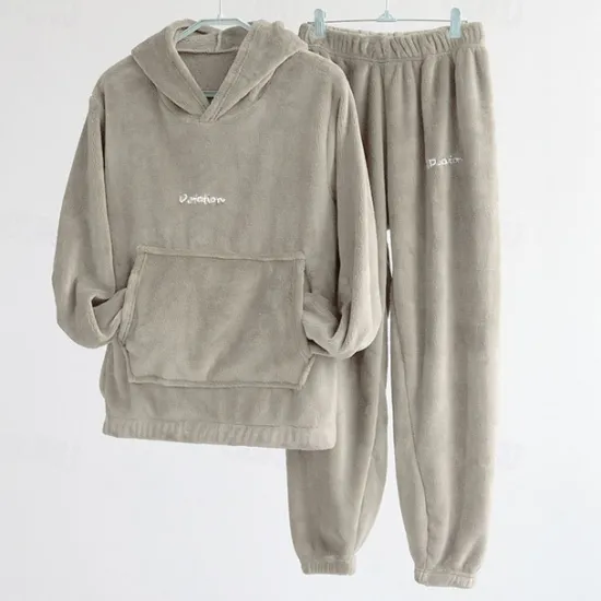 New Women's Basic Tracksuit Pants Sets Sweatshirt Pajamas Long Sleeve Hooded Solid Color Valentine's Day Casual Daily Black Blue Camel Fall & Winter Regular Fit Women Two Piece Sets