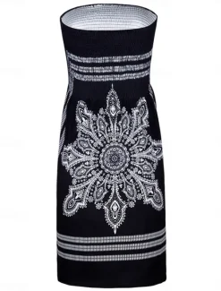 Women's Beach Dress Resort Wear Beach Wear Mini Dress Print Hot Elegant Graphic Strapless Sleeveless Standard Fit Daily Going out Multicolor Black 2023 Summer Spring S M L XL Women Sundresses