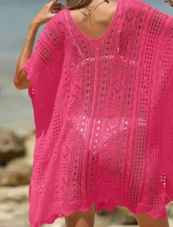 Women's Beach Dresses Cut Out Crochet Beach Wear Holiday Sleeveless Black White Blue Color Women Cover Up
