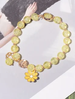 Women's Bead Bracelet Classic Flower Fashion Cute Personalized Elegant Alloy Bracelet Jewelry White / Yellow / Pink For Party Evening Sport Holiday Date Festival Women Trendy Jewelry