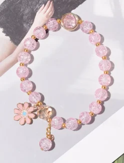 Women's Bead Bracelet Classic Flower Fashion Cute Personalized Elegant Alloy Bracelet Jewelry White / Yellow / Pink For Party Evening Sport Holiday Date Festival Women Trendy Jewelry