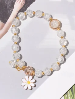 Women's Bead Bracelet Classic Flower Fashion Cute Personalized Elegant Alloy Bracelet Jewelry White / Yellow / Pink For Party Evening Sport Holiday Date Festival Women Trendy Jewelry