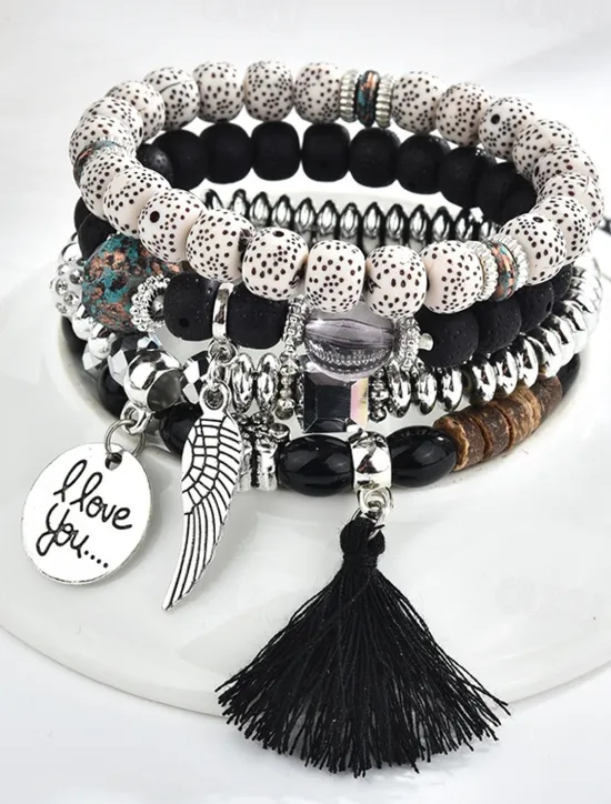 Best Women's Bead Bracelet Fancy Fashion Animal Luxury Alloy Bracelet Jewelry Black / White / Red For Party Evening Gift Birthday Women Trendy Jewelry