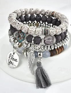 Best Women's Bead Bracelet Fancy Fashion Animal Luxury Alloy Bracelet Jewelry Black / White / Red For Party Evening Gift Birthday Women Trendy Jewelry