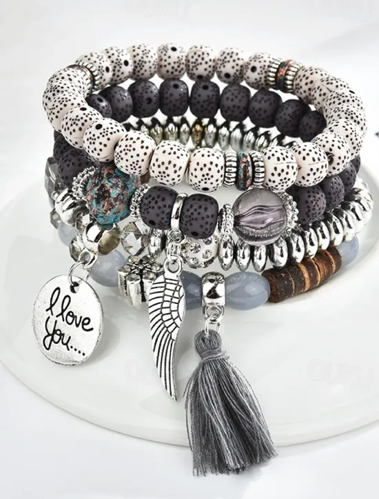 Best Women's Bead Bracelet Fancy Fashion Animal Luxury Alloy Bracelet Jewelry Black / White / Red For Party Evening Gift Birthday Women Trendy Jewelry