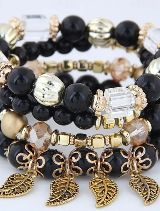 Discount Women's Bead Bracelet Fancy Fashion Wedding Birthday Elegant Personalized Alloy Bracelet Jewelry Black / White / Pink For Party Evening Gift Birthday Women Trendy Jewelry