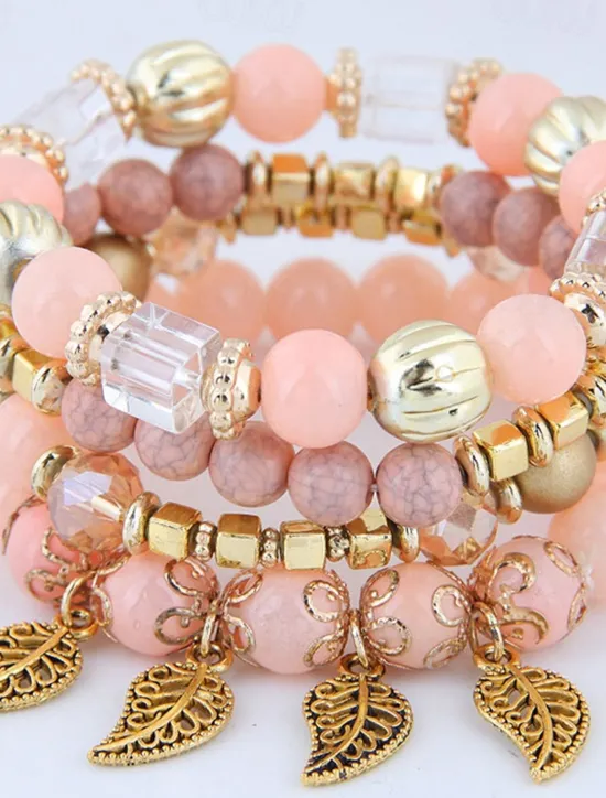 Discount Women's Bead Bracelet Fancy Fashion Wedding Birthday Elegant Personalized Alloy Bracelet Jewelry Black / White / Pink For Party Evening Gift Birthday Women Trendy Jewelry