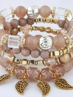 Discount Women's Bead Bracelet Fancy Fashion Wedding Birthday Elegant Personalized Alloy Bracelet Jewelry Black / White / Pink For Party Evening Gift Birthday Women Trendy Jewelry