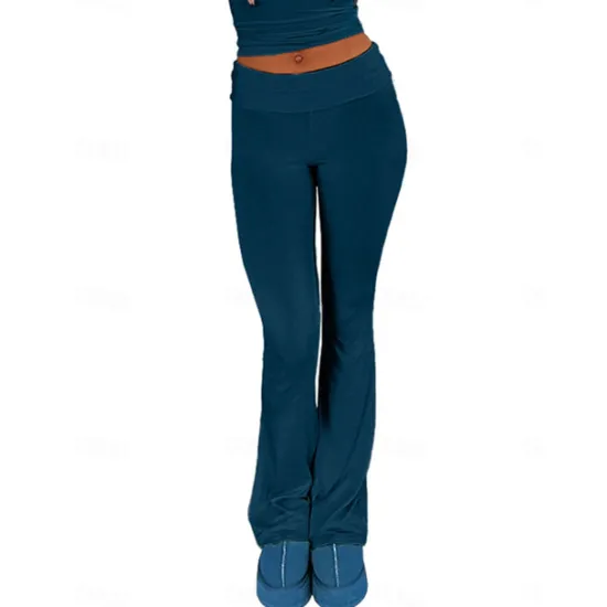Hot Women's Bell Bottom Pants Trousers Active Fashion Streetwear Full Length Low Waist Plain Breathability Soft Comfortable Micro-elastic Outdoor Street Daily Light Gray Dark-Gray Dark Pink Black Fall Women Leggings