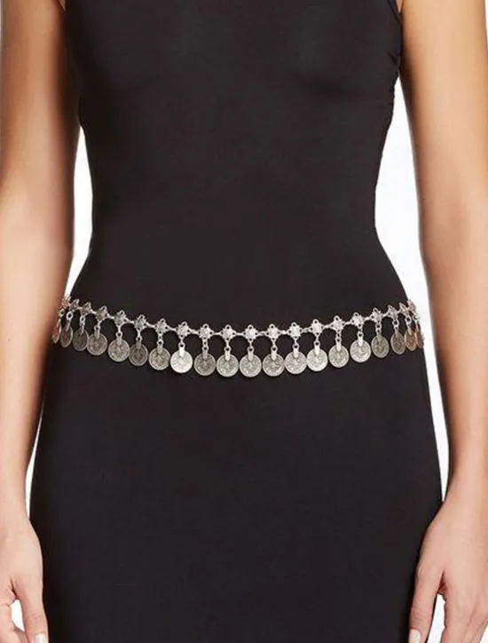 Clearance Women's Belt Alloy Silver Gold Chain Street Dailywear Date Round Dots Women Belt