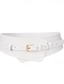 Sale Women's Belt Faux Leather White Black Camel Khaki Orange Wide Belt Outdoor Street Dailywear Holiday Pure Color / Spring / Summer / Fall / Winter Women Belt