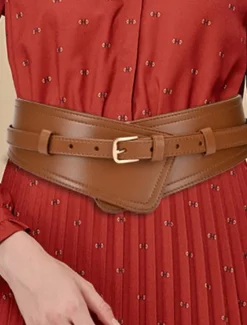 Sale Women's Belt Faux Leather White Black Camel Khaki Orange Wide Belt Outdoor Street Dailywear Holiday Pure Color / Spring / Summer / Fall / Winter Women Belt