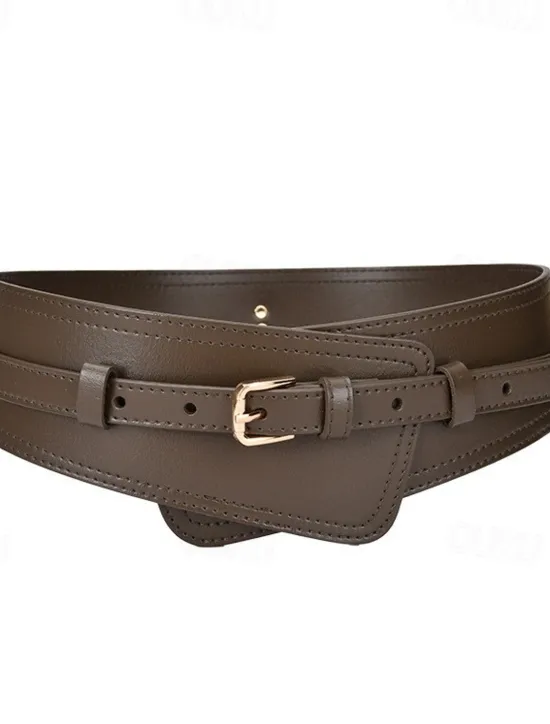 Sale Women's Belt Faux Leather White Black Camel Khaki Orange Wide Belt Outdoor Street Dailywear Holiday Pure Color / Spring / Summer / Fall / Winter Women Belt