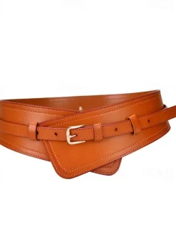 Sale Women's Belt Faux Leather White Black Camel Khaki Orange Wide Belt Outdoor Street Dailywear Holiday Pure Color / Spring / Summer / Fall / Winter Women Belt