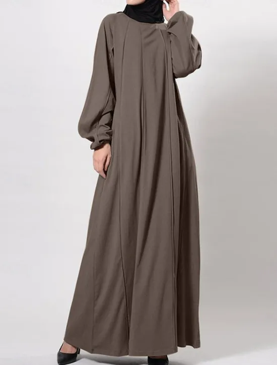 Discount Women's Black Brown Green Spring Fall Winter Maxi long Dress Casual Dress Abaya Classic Casual Street Style Outdoor Vacation Daily Loose Fit Plain Crew Neck Women T Shirt Dresses