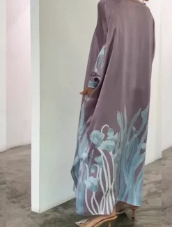 Hot Women's Black Dress Prom Dress Party Dress Button Split V Neck Long Sleeve Floral Formal Wedding Guest White Purple Spring Fall Women Cocktail Dress