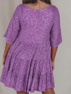 Online Women's Black Dress Sequin Dress Party Dress Sequins Glitter Crew Neck Half Sleeve Mini Dress Wedding Guest Silver Rose Gold Spring Fall Women Casual Dress