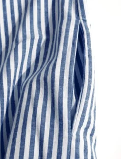 Best Women's Black White Light Green Summer Spring Fall Maxi Dress Cotton Linen Dresses Casual Dress Shift Dress Basic Casual Outdoor Winter Dress Vacation Loose Fit Striped Shirt Collar Women Dresses