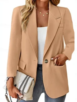 Clearance Women's Blazer Breathable Comfortable Buttons Pocket Casual Plain Office Street Casual Daily Wear Single Breasted Regular Turndown Regular Fit Long Sleeve Outerwear Black White Red Summer Women Blazers & Suits