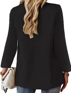 Clearance Women's Blazer Breathable Comfortable Buttons Pocket Casual Plain Office Street Casual Daily Wear Single Breasted Regular Turndown Regular Fit Long Sleeve Outerwear Black White Red Summer Women Blazers & Suits