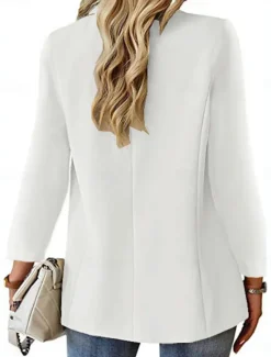 Clearance Women's Blazer Breathable Comfortable Buttons Pocket Casual Plain Office Street Casual Daily Wear Single Breasted Regular Turndown Regular Fit Long Sleeve Outerwear Black White Red Summer Women Blazers & Suits