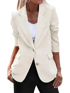 Sale Women's Blazer Button Solid Color Casual / Daily Simple Regular Fit Outerwear Long Sleeve Winter Black S Women Blazers & Suits