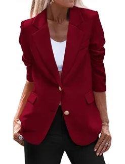 Sale Women's Blazer Button Solid Color Casual / Daily Simple Regular Fit Outerwear Long Sleeve Winter Black S Women Blazers & Suits