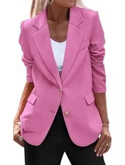 Sale Women's Blazer Button Solid Color Casual / Daily Simple Regular Fit Outerwear Long Sleeve Winter Black S Women Blazers & Suits