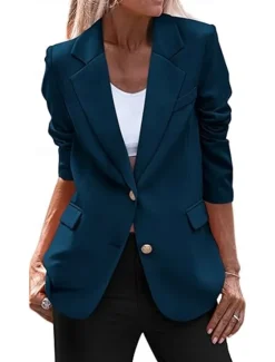 Sale Women's Blazer Button Solid Color Casual / Daily Simple Regular Fit Outerwear Long Sleeve Winter Black S Women Blazers & Suits