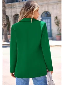 Sale Women's Blazer Button Solid Color Casual / Daily Simple Regular Fit Outerwear Long Sleeve Winter Black S Women Blazers & Suits