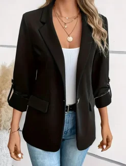 Clearance Women's Blazer Button Solid Color Casual / Daily Stylish Regular Fit Outerwear Long Sleeve Winter claret S Women Blazers & Suits