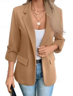 Clearance Women's Blazer Button Solid Color Casual / Daily Stylish Regular Fit Outerwear Long Sleeve Winter claret S Women Blazers & Suits