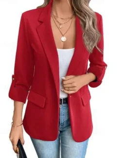 Clearance Women's Blazer Button Solid Color Casual / Daily Stylish Regular Fit Outerwear Long Sleeve Winter claret S Women Blazers & Suits