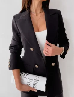 Sale Women's Blazer Button Solid Color Casual / Daily Stylish Regular Fit Outerwear Long Sleeve Winter ArmyGreen S Women Blazers & Suits