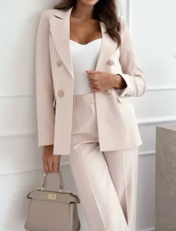 Sale Women's Blazer Button Solid Color Casual / Daily Stylish Regular Fit Outerwear Long Sleeve Winter ArmyGreen S Women Blazers & Suits