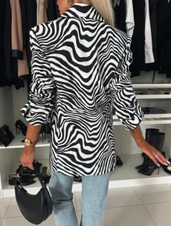 New Women's Blazer Buttons Leopard Comfortable Fashion Regular Fit Outerwear Long Sleeve Winter Leopard S Women Blazers & Suits
