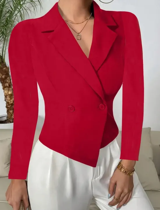 New Women's Blazer Buttons Solid Color Warm Fashion Regular Fit Outerwear Long Sleeve Winter Black S Women Blazers & Suits